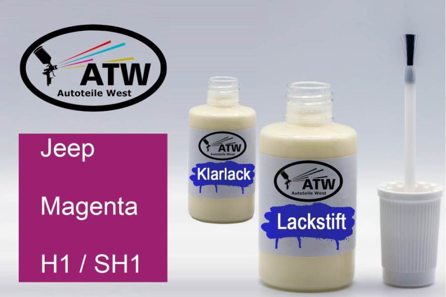 Jeep, Magenta, H1 / SH1: 20ml Lackstift + 20ml Klarlack - Set, von ATW Autoteile West.